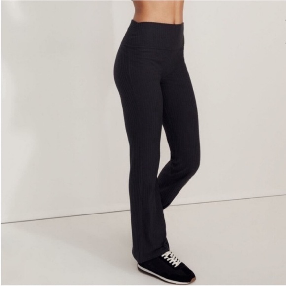 Madewell Pants - MWL Brushed Rib Flare Leggings Black Coal